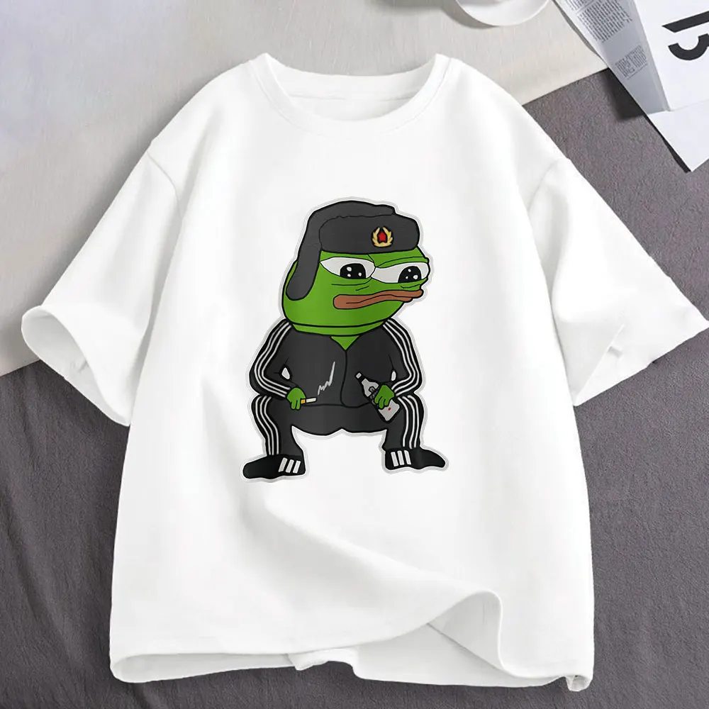 Slav Squat Pepe The Frog Fren Russian Meme Funny Print T-shirt Men Women Clothing Cotton Casual Fashion Short Sleeve T-shirts