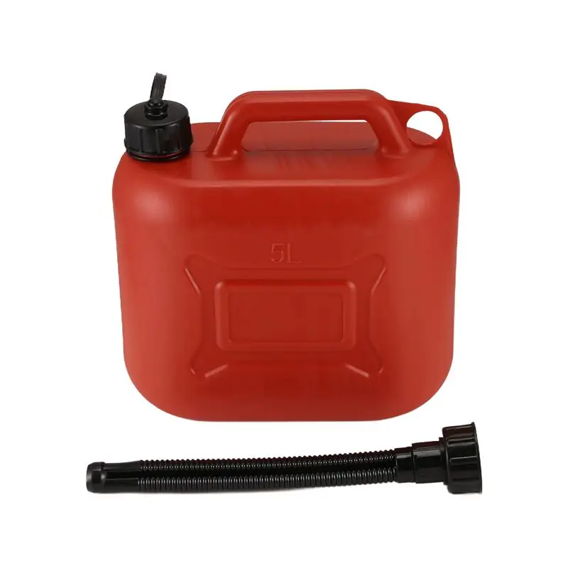 Bidon de carburant de secours en plastique A14F-5L pour voiture, conteneur d'essence antistatique avec tuyau pour les voyages en voiture