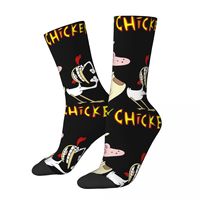 Funny Happy Partner Men's Socks Retro Harajuku Cow And Chicken Cartoon Street Style Novelty Casual Crew Crazy Sock Gift Printed