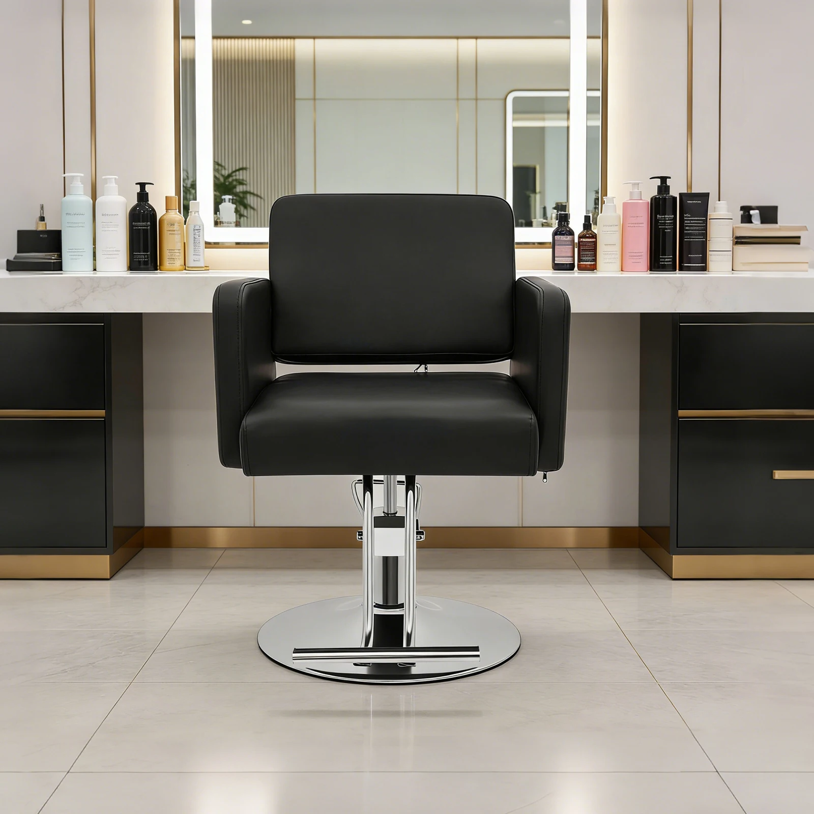 Black Barber Chair, Beauty Chair, Adjustable Barber Chair,Maximum Weight Capacity 150 kg