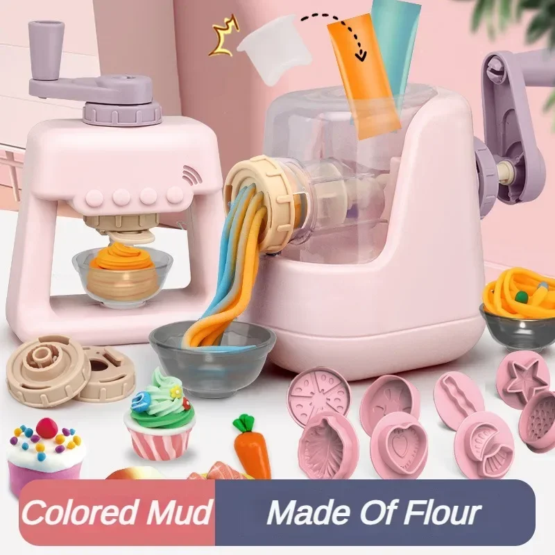 Children Play House Clay Toys Clay Colored Non-toxic Light  Plasticine Diy Ice Cream Machine Noodle Burger Fluffy Prop Girls Toy