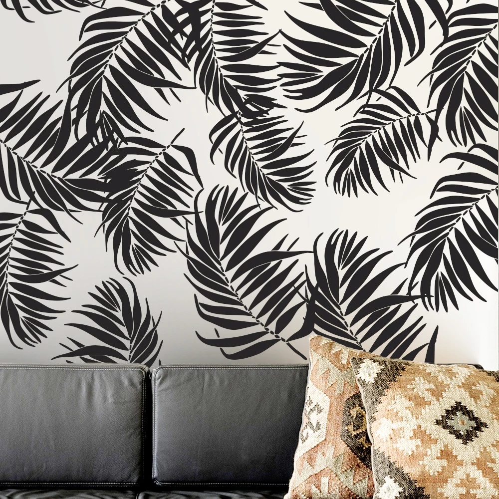 

Tropical Palm Leaf Wall Stencil 40cm-60cm Boho DIY Home Decor Reusable Plastic Template for Jungle Themed Interior Living Room