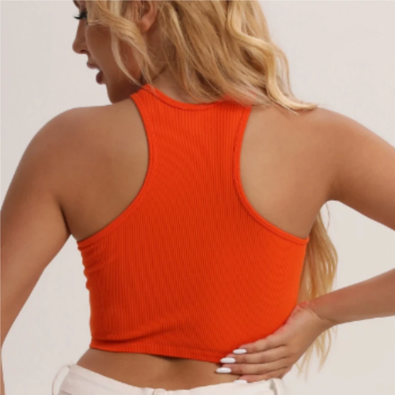 Women's neck hanging nylon sports cover, yoga sweat wicking seamless underwear, running speed drying cross shaped vest short