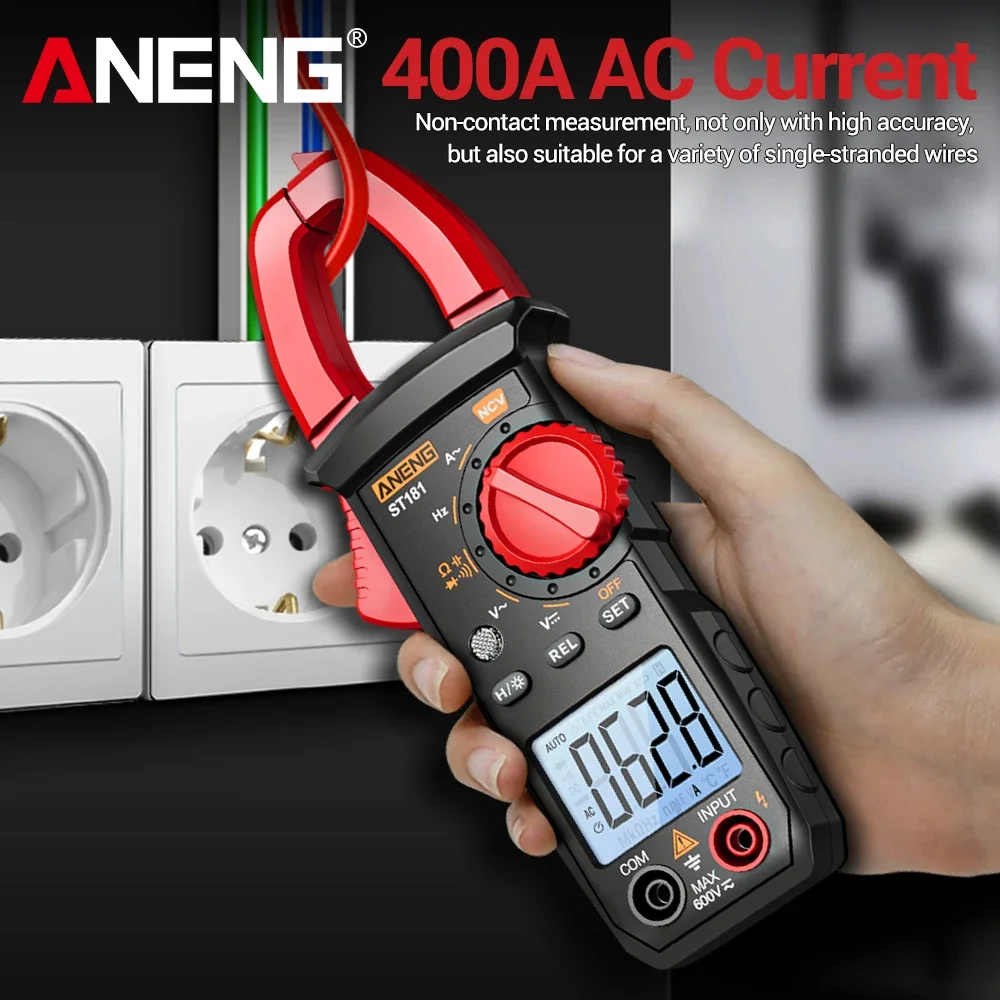 ANENG ST181 Digital Clamp Meter 4000‑Counts Multimeter AC/DC Current Voltage Tester Free Gift B16 Voltage Test Pen NCV Capacitan