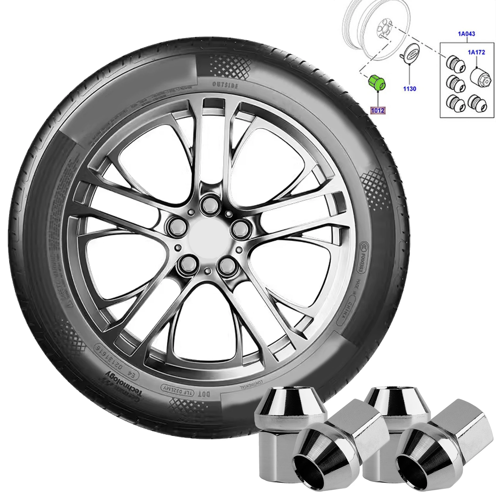 For Land Rover Freelander 2 2006-2014 Discovery Sport Range Rover Evoque Velar Car Wheel Nuts Alloy OE# LR001381 4 PCS/SET