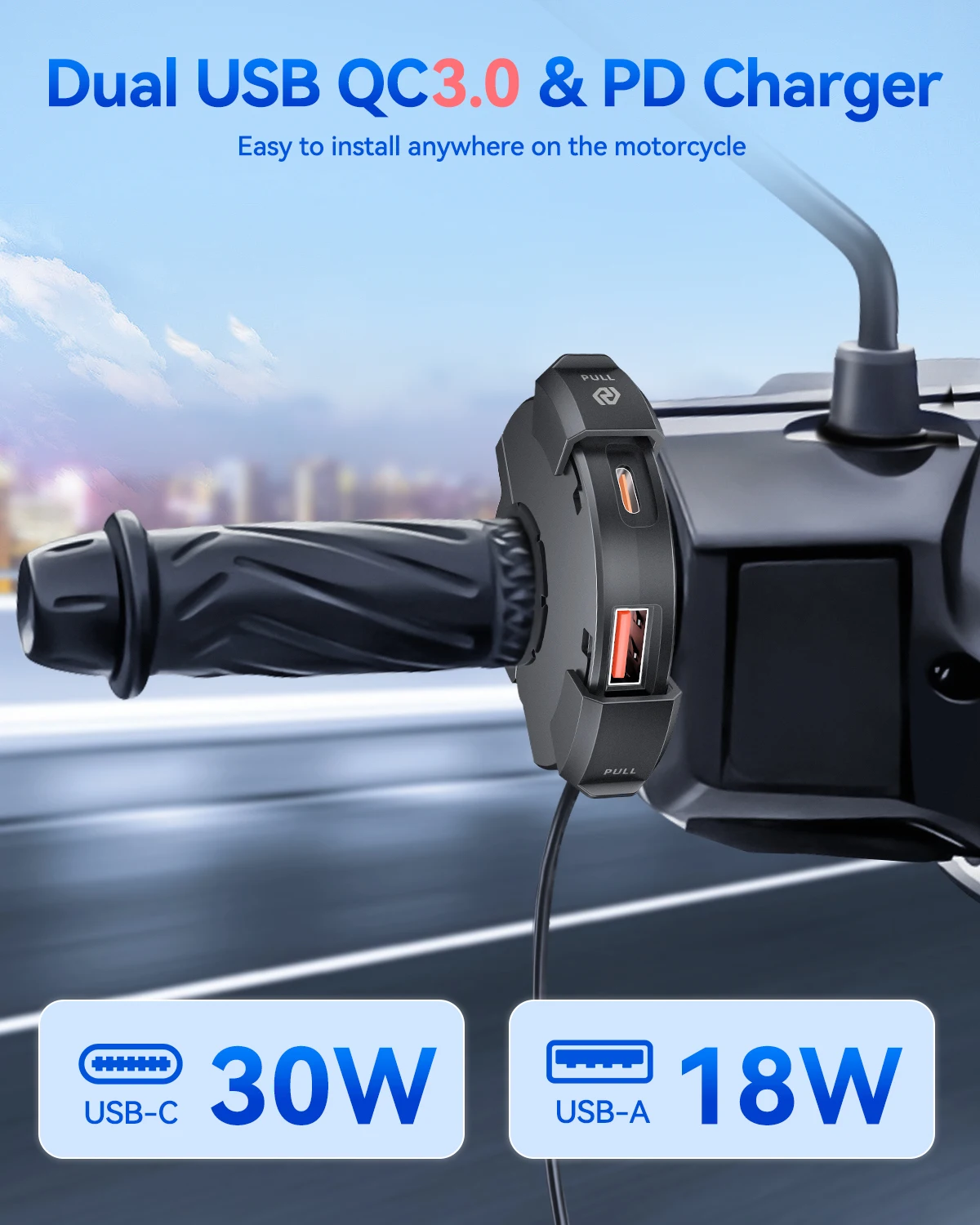 Extractme QC3.0 motocyklowa ładowarka USB 30W szybka ładowarka USB wodoodporny uchwyt montażowy na kierownicę ładowarka do cyfrowej kamery rowerowej