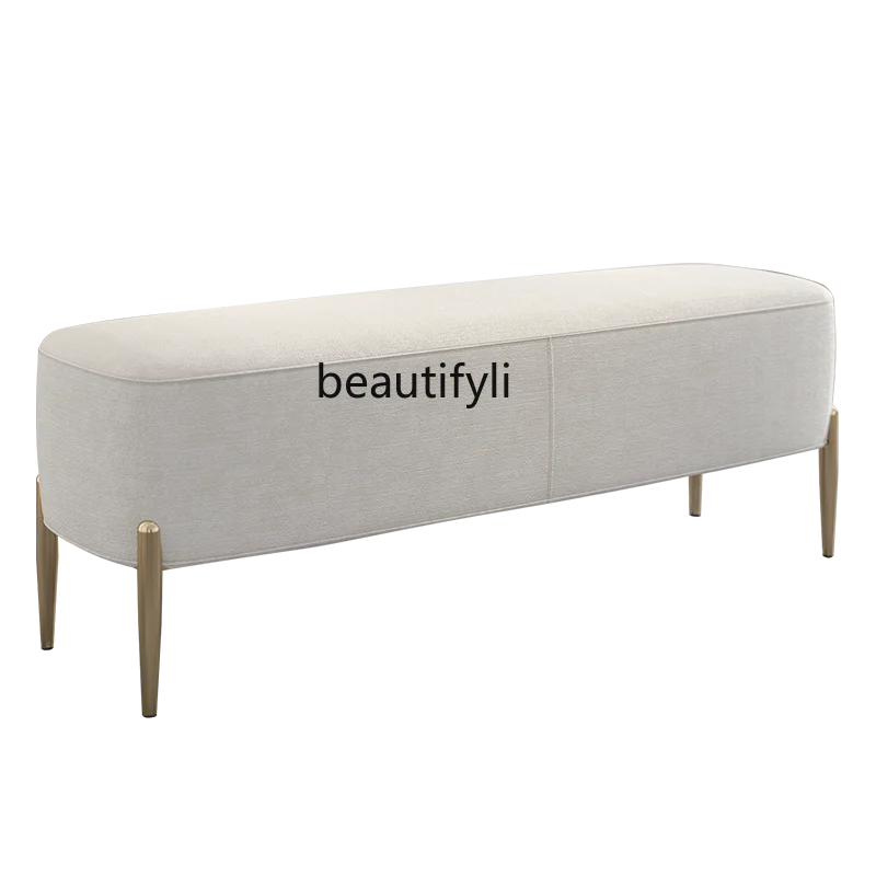 

Italian Light Luxury Bed End Stool Bedroom American Sofa Stool Bed Footstool Modern Simple Stainless Steel Shoe Changing Stool