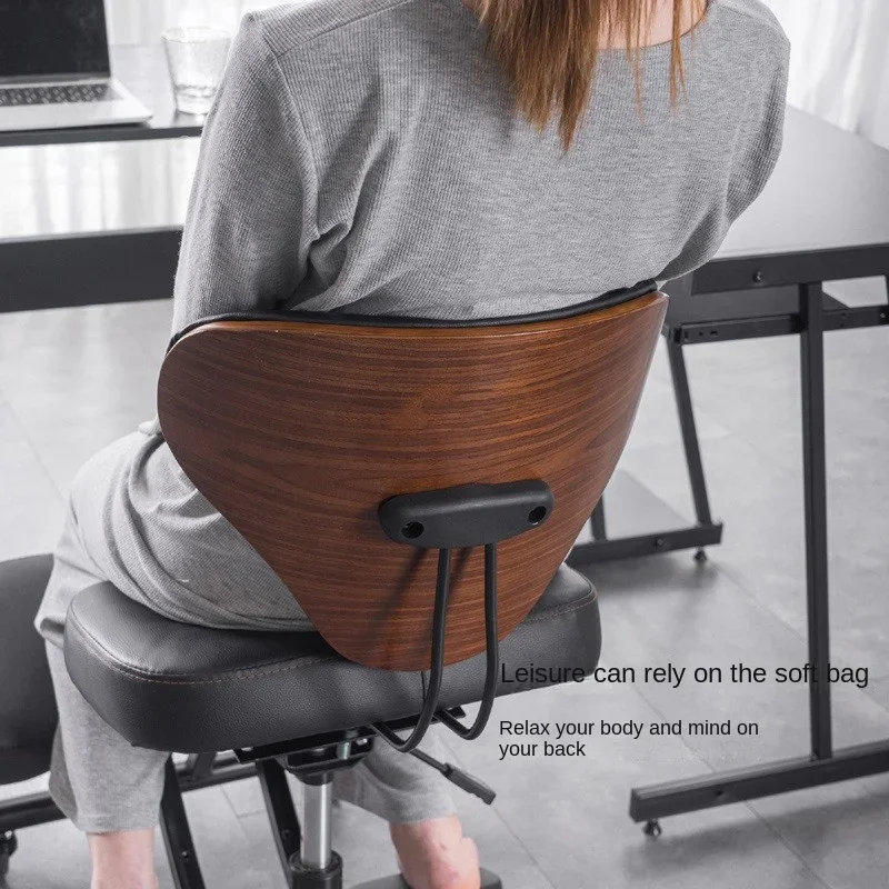 Ergonomic Kneeling Chair with Wood Back Support, Adjustable Desk Chair for Home and Office with Adjustable footrest