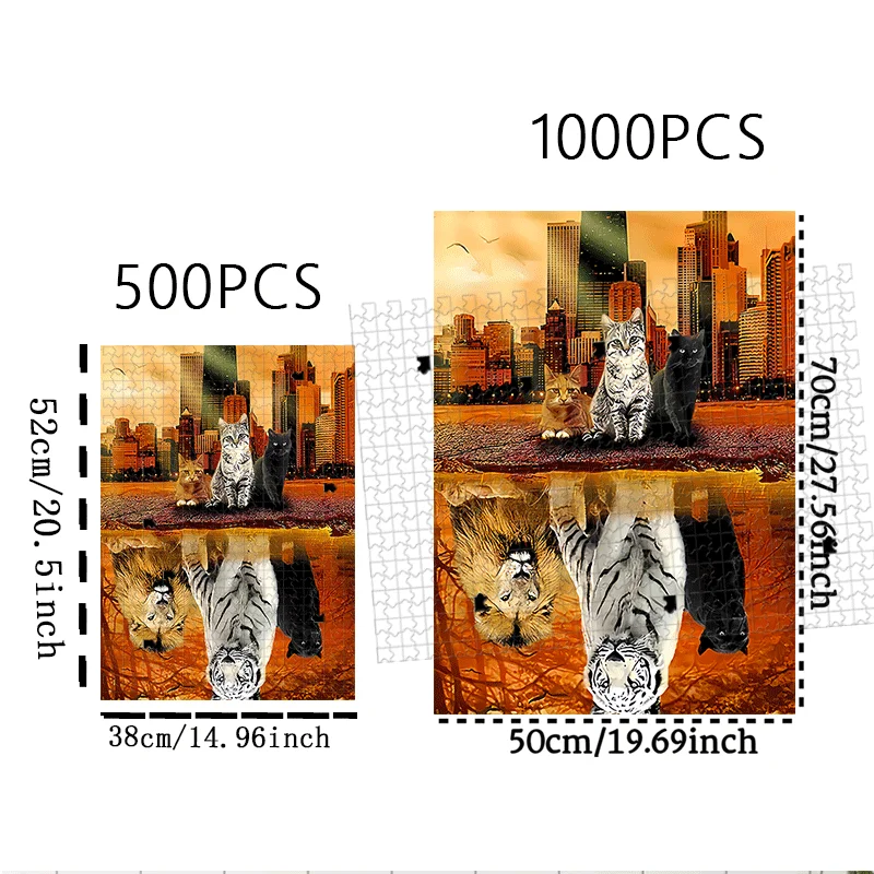 Puzzle tigre/lion/chat pour adultes, 500/1000 pièces, adapté aux jeux de casse-tête 500 et 1000 pièces, jeux familiaux, Birt