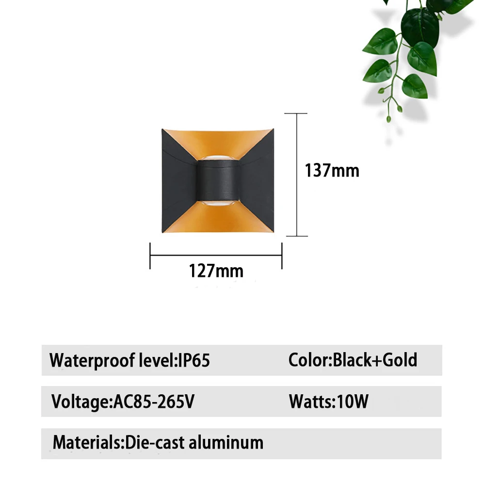 โคมไฟติดผนัง LED 10W 12W AC85-265V 2ประเภทโคมไฟกันน้ำ IP65ในร่ม/กลางแจ้งสไตล์มินิมอลสไตล์โมเดิร์นโคมไฟสำหรับสวนสาธารณะ/ประตู