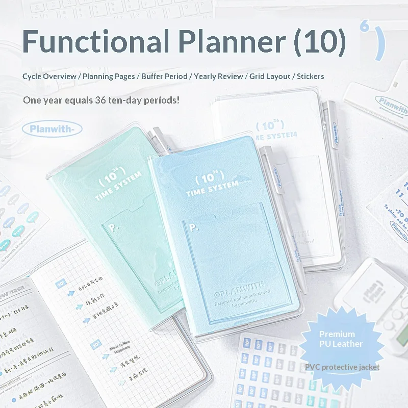 Planwith 36 Day Planner Portable Time Management Schedule Notebook PU Cover Daily Organizer For Office Adults