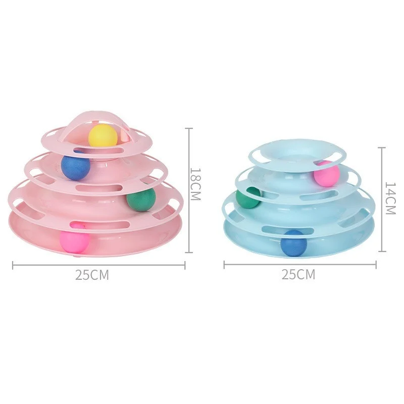 3/4 Levels Cat Toy Tower Training Amusement Plate Kitten Tower Tracks Disc Cat Intelligence Amusement Triple Disc tumbler