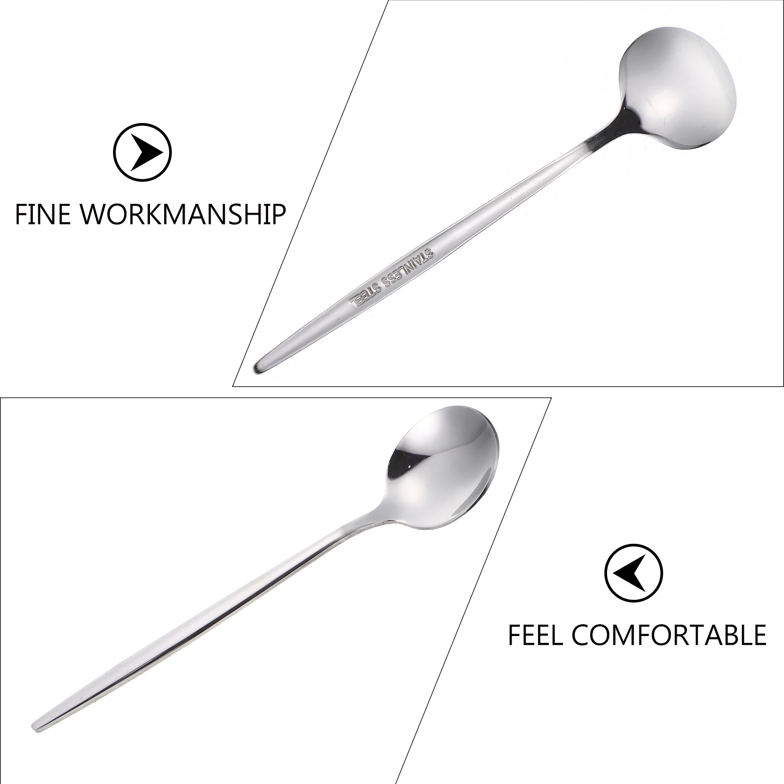 

6Pcs Stainless Steel Western Food Spoons Sturdy Multipurpose Soup Dessert Spoons for Wedding Celebration and Daily Use