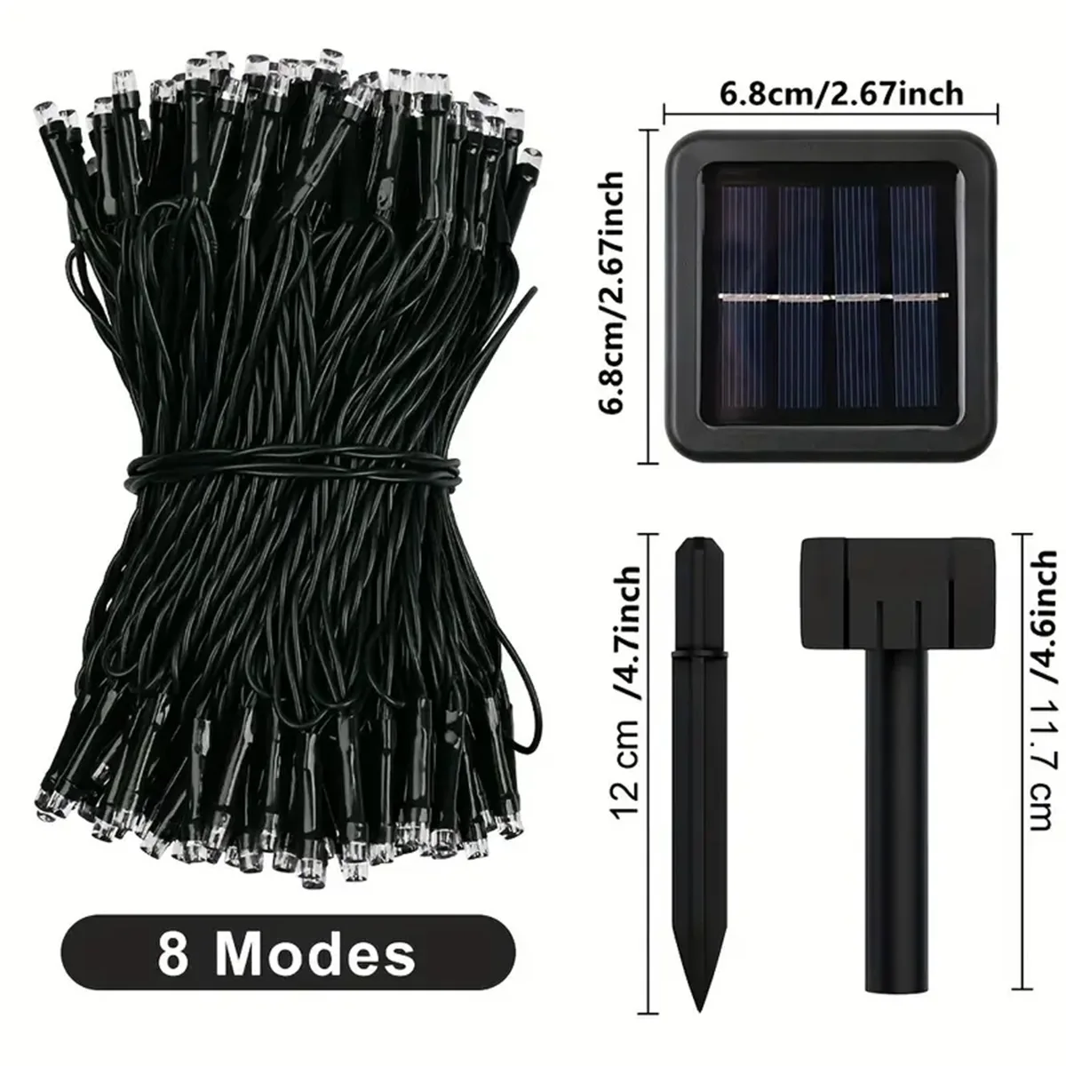 Pop 1pc 12m 100 LED Solar Lights Outdoor Waterproof 8 Modes Fairy Garland Lights Solar Powered For Home Garden Outside Party Dec