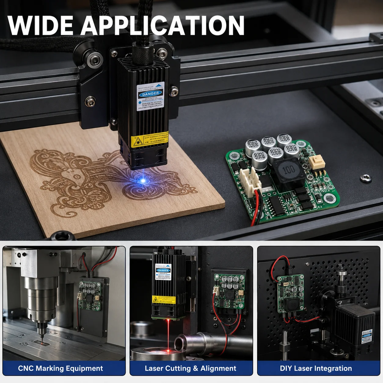 ZhonNa Micro Laser Engraving Machine Drive Circuit Board 12V TTL/PWM Control Adjustable Current 1-5A LED Chip Lighting Accessory