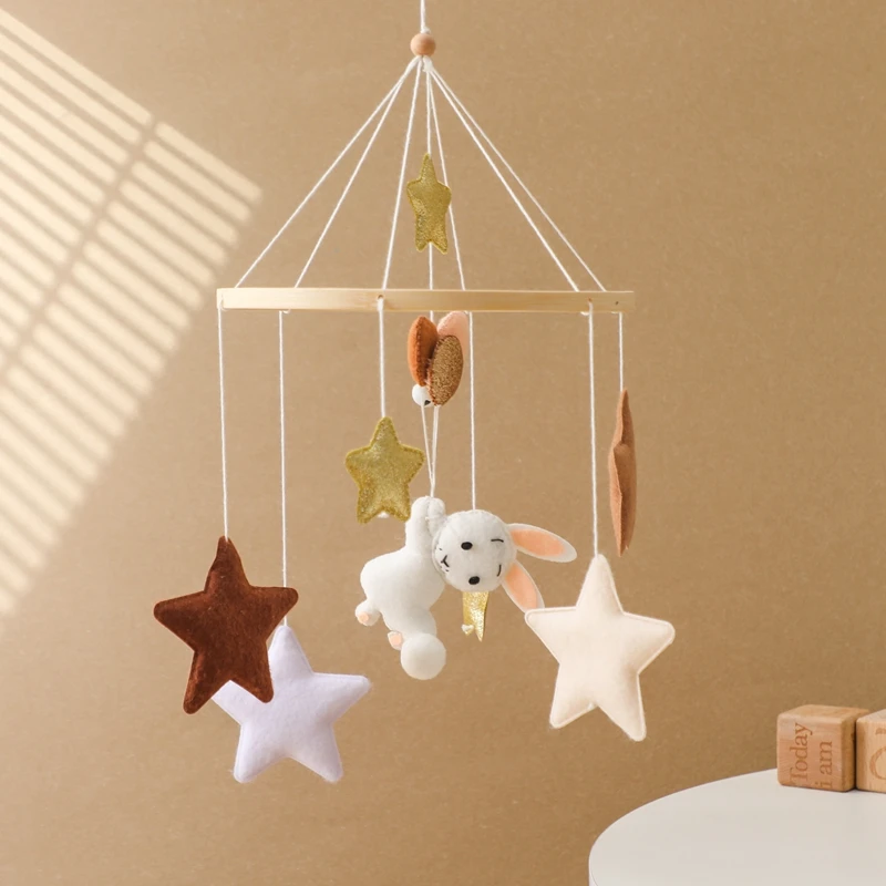 Baby Rattle Toy Bunny Balloon Mobile Wooden Newborn Cartoon Bell Hanging Toys 0-12 Month Bed Bell Holder Bracket Infant Crib Toy