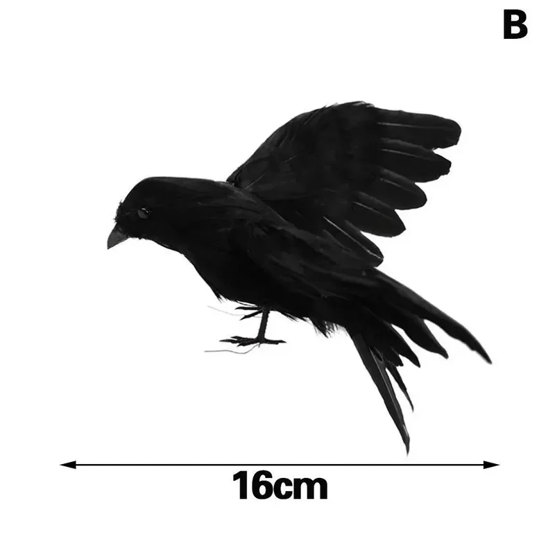 Artificial Crows, Lifelike Feathered Black Raven, Fake Bird Ornaments, Haunted House Garden Outdoor Decor, Cosplay Craft Props