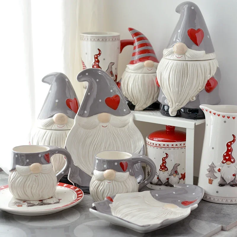 

Household tableware Creative Christmas Hand-painted Ceramic Plate Santa Claus Candy Snack Decorative Plates Кухонная тарелка