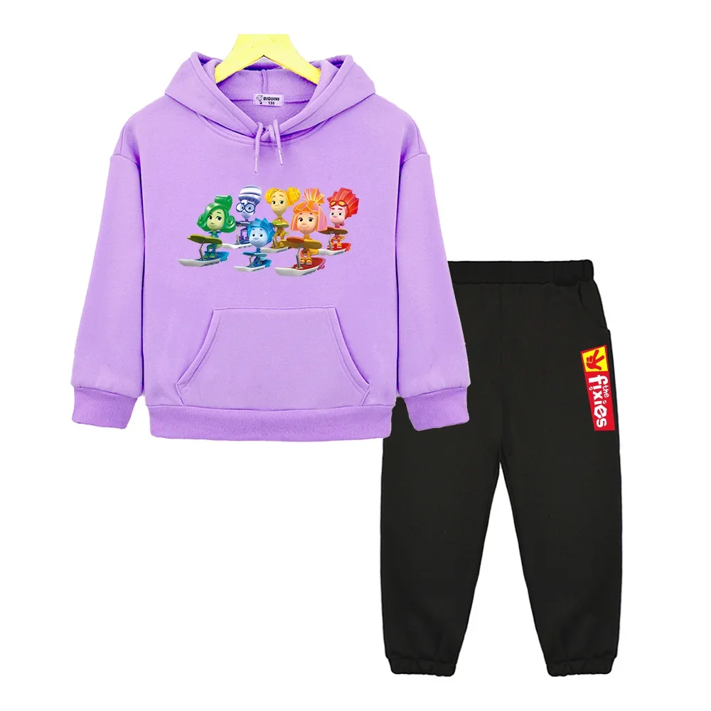 The Fixies Cute Print Hoodie Sets Boys and Girls Comfortable Soft Sweatshirts Kawaii Graphic Children Pullovers Hooded Autumn