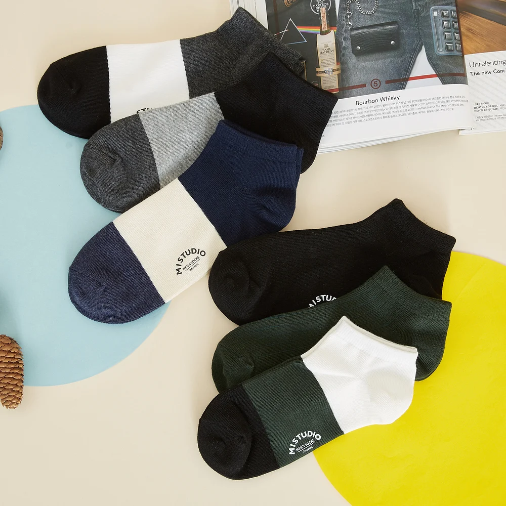 Metersbonwe 6 Pairs Socks Men Autumn And Winter  Comfortable And Warm Mid-Tube Splicing Even Size Leisure Socks Brand