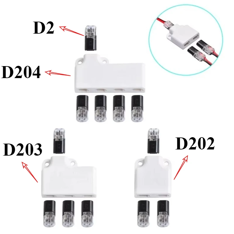 

Double-Wire Plug-in Connector with Locking Buckle Pluggable LED Wire Connector 2 Pin D2 D202 D203 D204 Universal Compact Wire