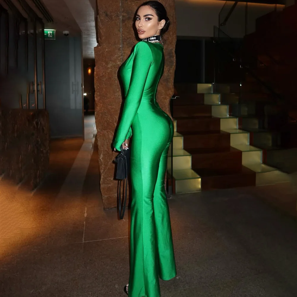 بدلة قفز ضيقة جديدة رائجة البيع على شكل حرف v مايكرو مضيئة عصرية ومثيرة بأكمام طويلة