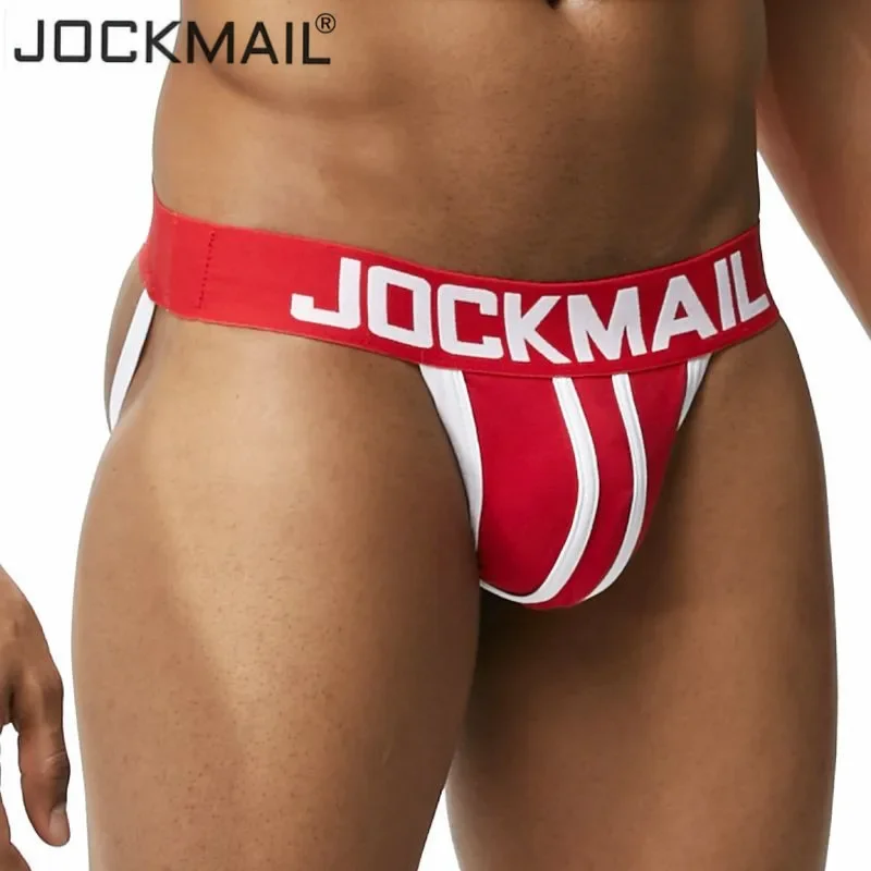 JOCKMAIL Sexy Men Underwear Jockstrap Cotton pipeline Jocks Man G-strings Men thong Male panties Briefs Gay underwear Penis