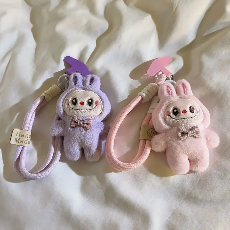 Labubu Animation Peripherals Cartoon Dolls Doll Pendants Kawaii Mobile Phone Chain Lanyard Braided Keychain Bag Accessories