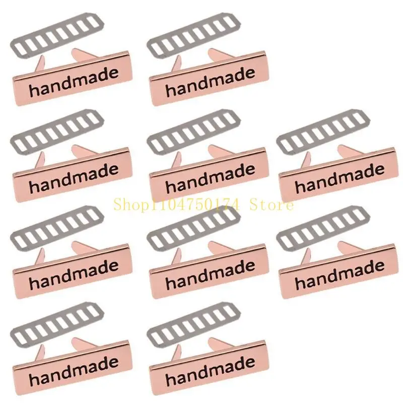 10pcs Metal Handmade Labels Tags for Clothes Jeans Shoes Bags Garment Rectangle Hand Made Printed Label DIY Sewing top sale view 3
