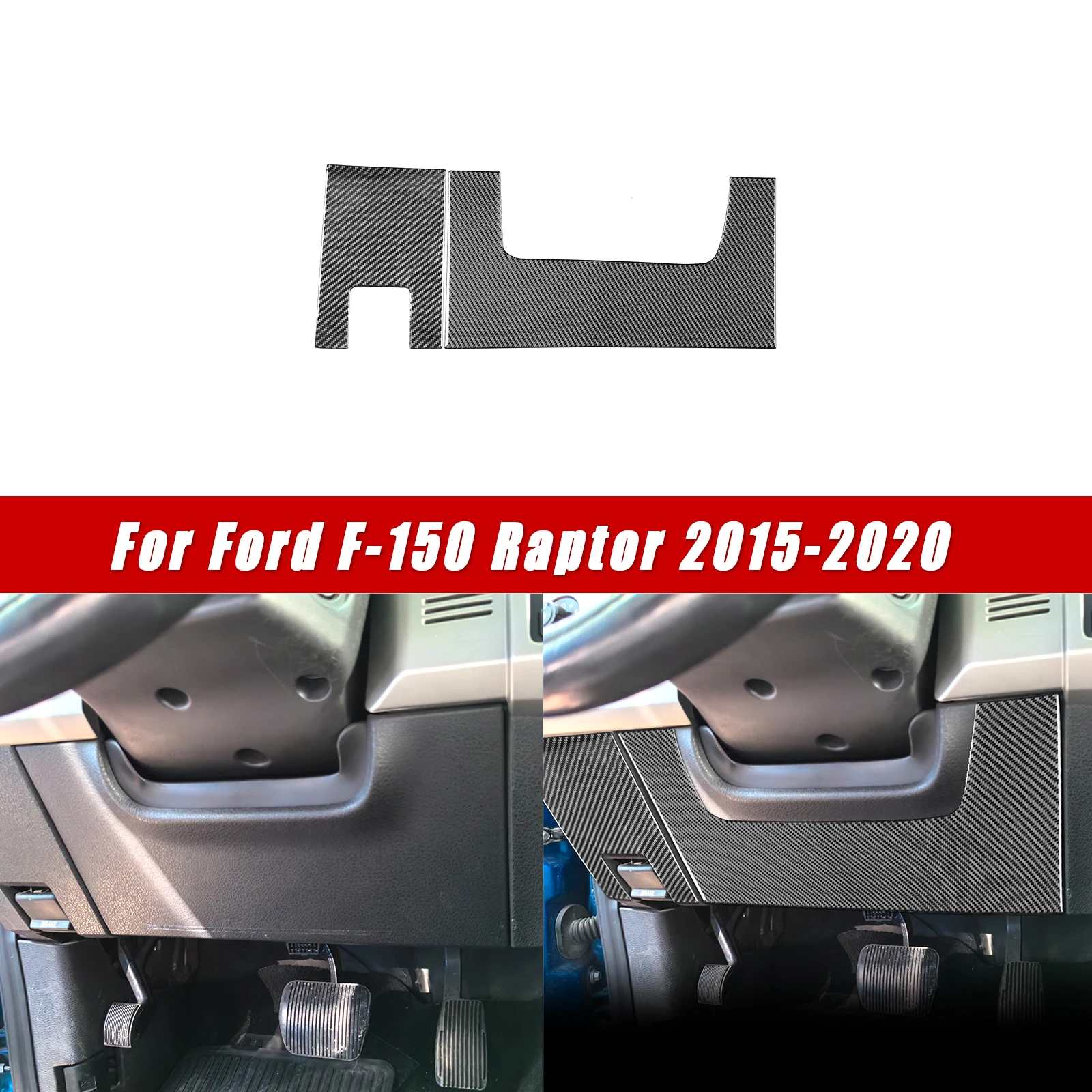 For Ford F-150 Raptor 2009-2014 Car Interior Trim Accessories Real Soft Carbon Fiber Stickers Steering Wheel Lower Panel Kit