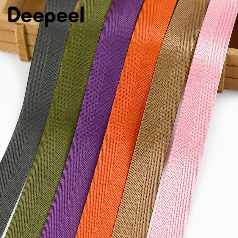 5Meters Deepeel 25mm Colorful Nylon Webbing 1mm Thick Herringbone Pattern Ribbon Band Bag Strap Clothing DIY Sewing Accessories