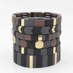Enamel DIY Cool Color Autumn and Winter Frosted Paint All-match Ladies Bracelet Geometric Square High Cold Fashion Couple Bangle