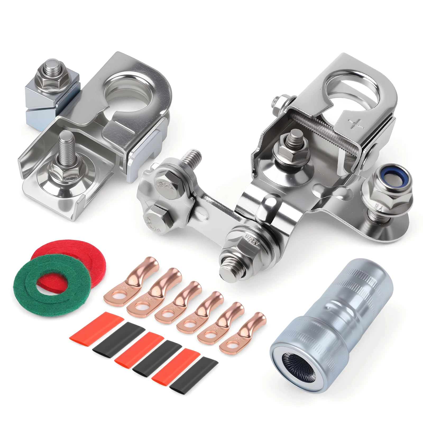     フォード F-150 2010-2017 交換用 BT4Z-14450-BA AL3Z-14300-A ネガティブバッテリーターミナル シルバーアルミニウムと銅 ﻿