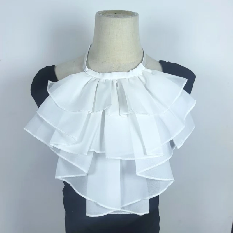 Palace Shirt Fake Collar Detachable Neck Scarf Multi-layer Ruffled Decorative Collar Party Cosplay Neck Accessory