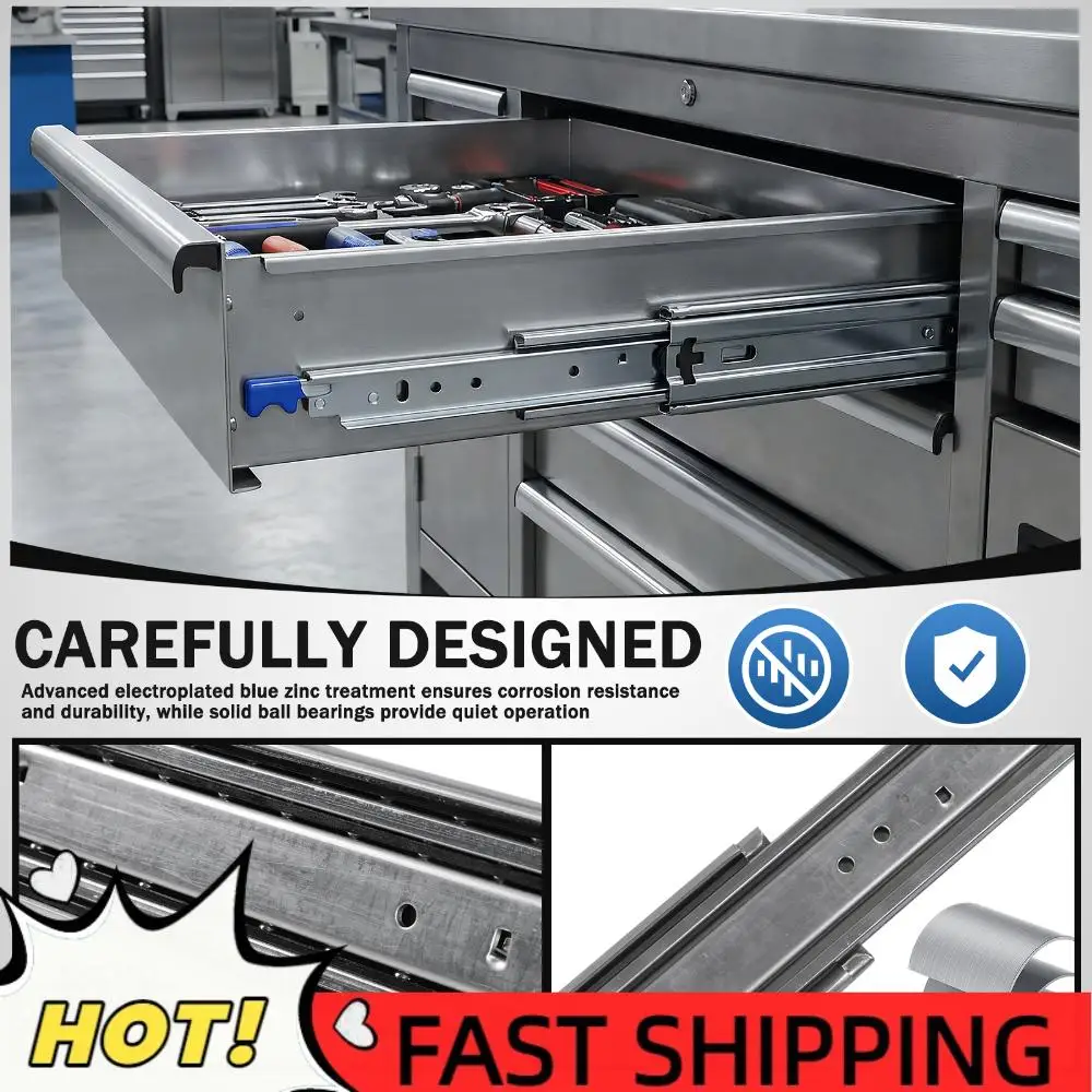 

Пара 68-дюймовых промышленных направляющих с шарикоподшипниками и боковым креплением, полного выдвижения, с фиксацией, грузоподъемность 500 фунтов