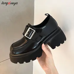 High Heels Loafers Women 2024 Spring British College Style Mary Janes shoes Chunky Platform Oxford shoes Woman Jk Uniform Shoes