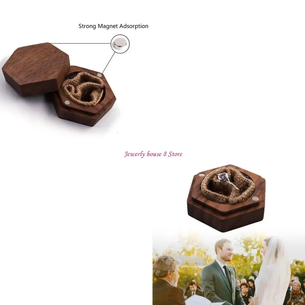 

Органайзер для колец из орехового дерева, деревянная шкатулка для ювелирных изделий, чехол для предложения, помолвки