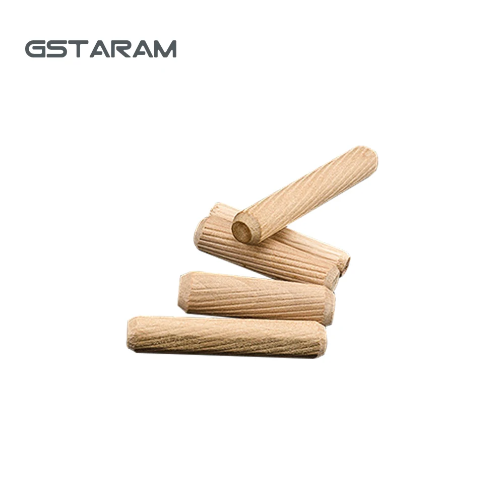 GSTARAM 200PCS M8 High-quality Eucalyptus Wood Top Wooden Plug Connection Piece Furniture Accessories Three in one Wooden Shaw