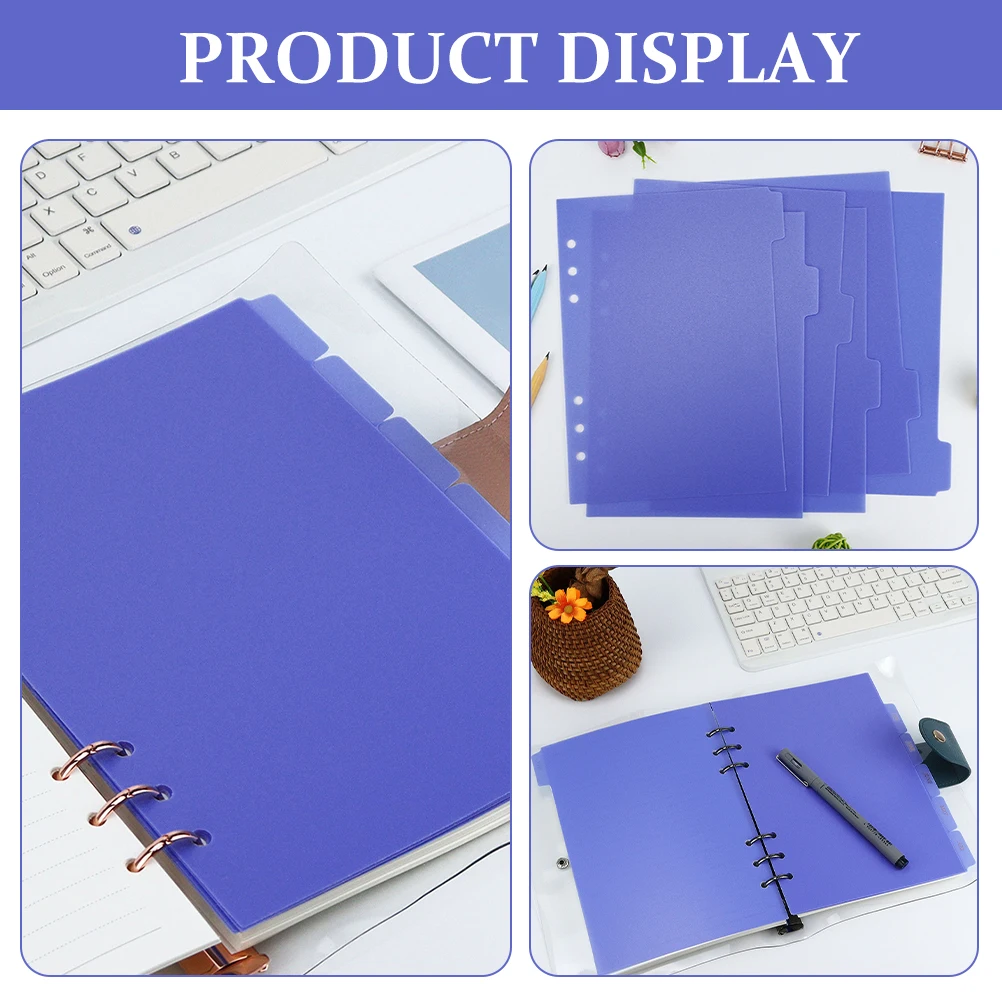 الأزرق A5 6 قطعة فواصل الموثق البلاستيكية مع علامات التبويب العمودية للمخطط اليومي دفتر الملاحظات الميزانية المنظم خطط حامل الورق