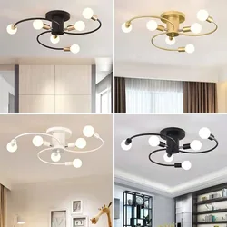 Household E27 Iron Ceiling Chandelier Lamp Modern Style Ceiling Lamp Bedroom Light Surface Installation 220V Dining Room Lamp