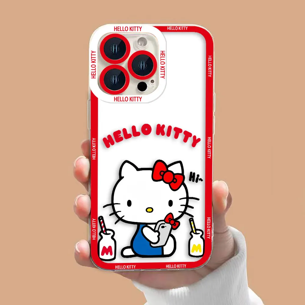 Cute Hello Kitty Cat Cover Angel Eyes Clear Phone Case For OPPO A98 A96 A95 A94 A78 A74 A73 A58 A55 A54 A31 A17 A16 Case Funda