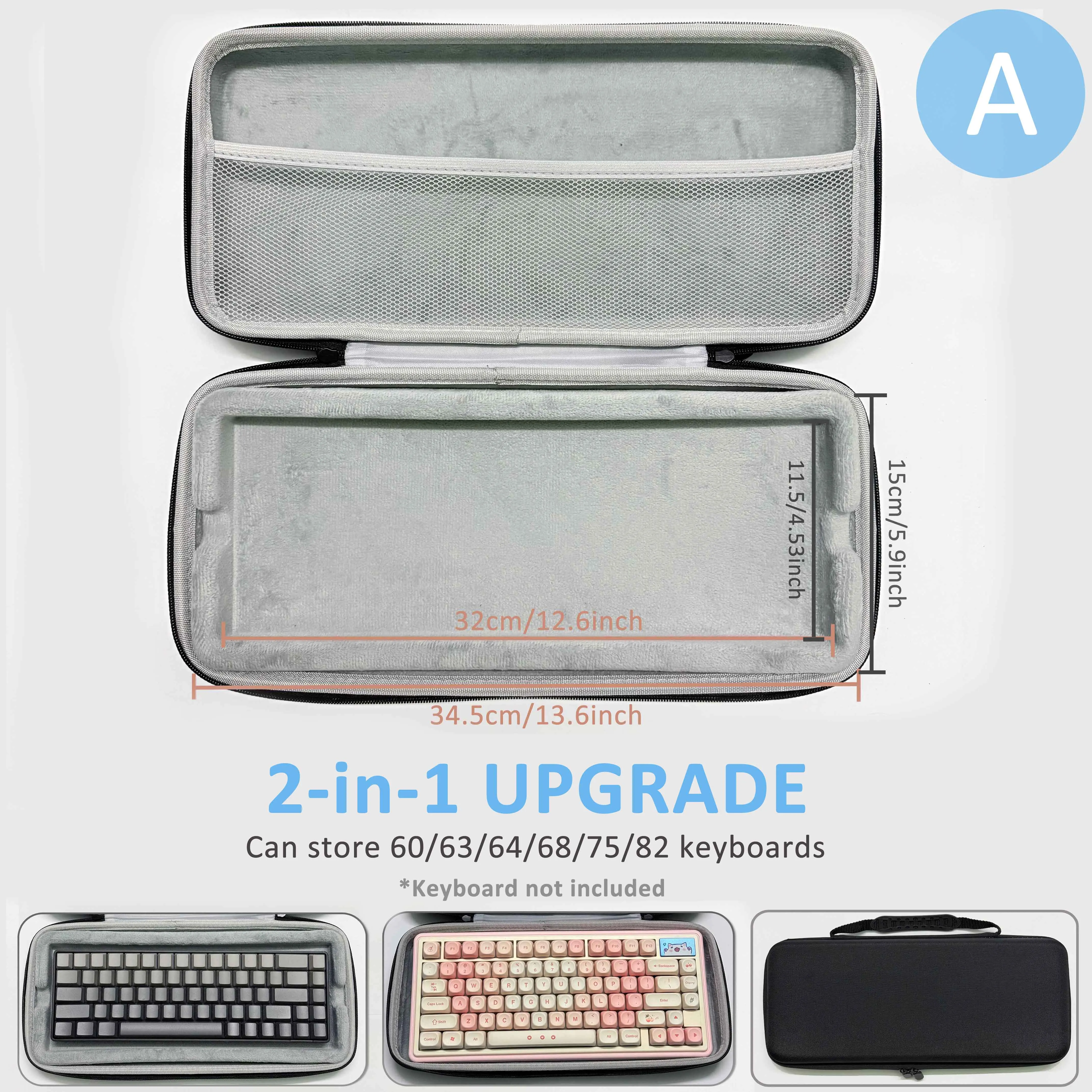

Жесткий чехол из ЭВА для механической клавиатуры 60/68/75/82 клавиш, противоударная защитная дорожная сумка для хранения с ручкой и молнией