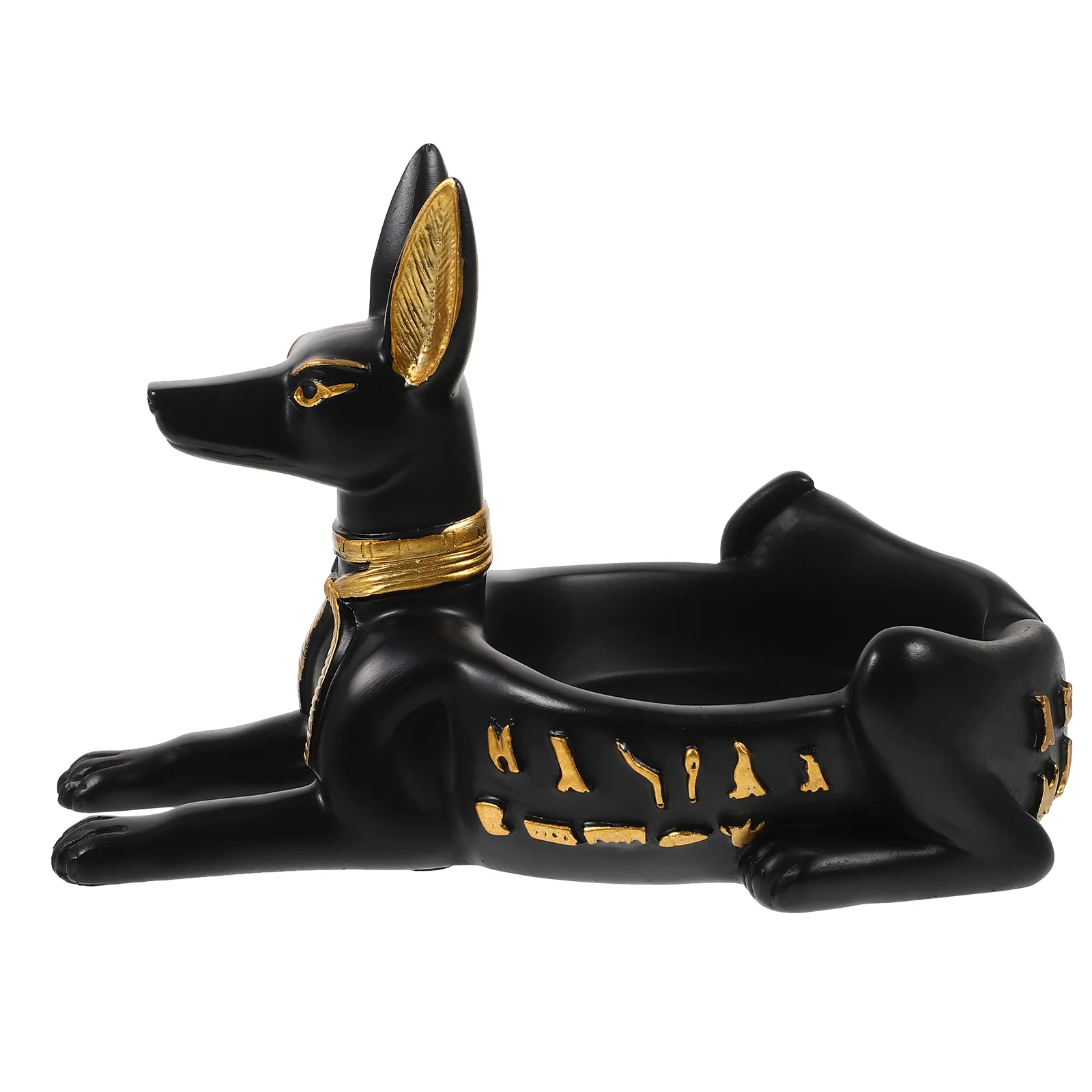 

Ring Tray Egyptian Dog Ornaments Jewelry Dish Collection Desktop Plate Black Decorative