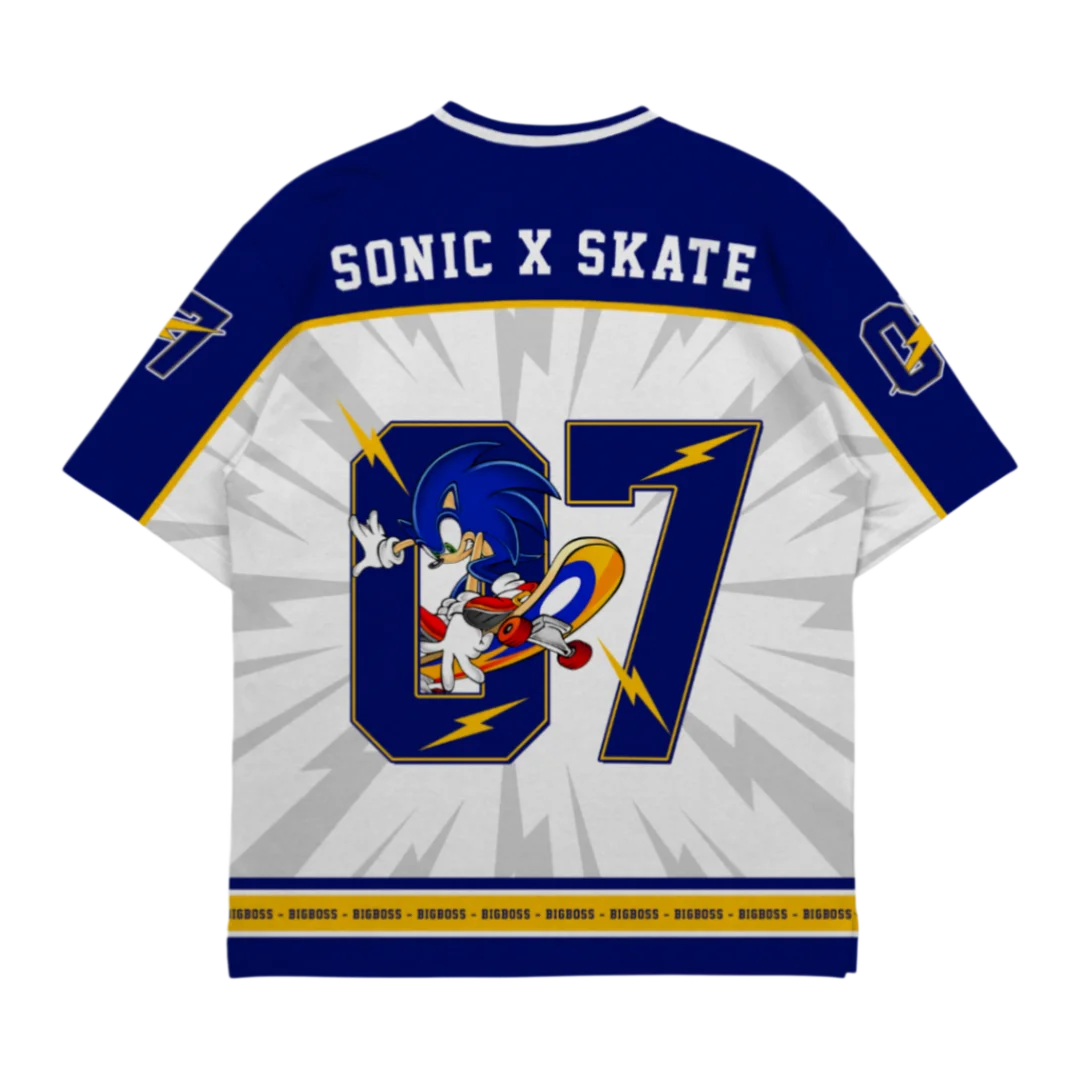 Hot Toys Sonic The Hedgehog Rugby Style Oversized Jersey 3D Print Streetwear T-Shirt for Adults Kids Summer Casual Hip Hop Top