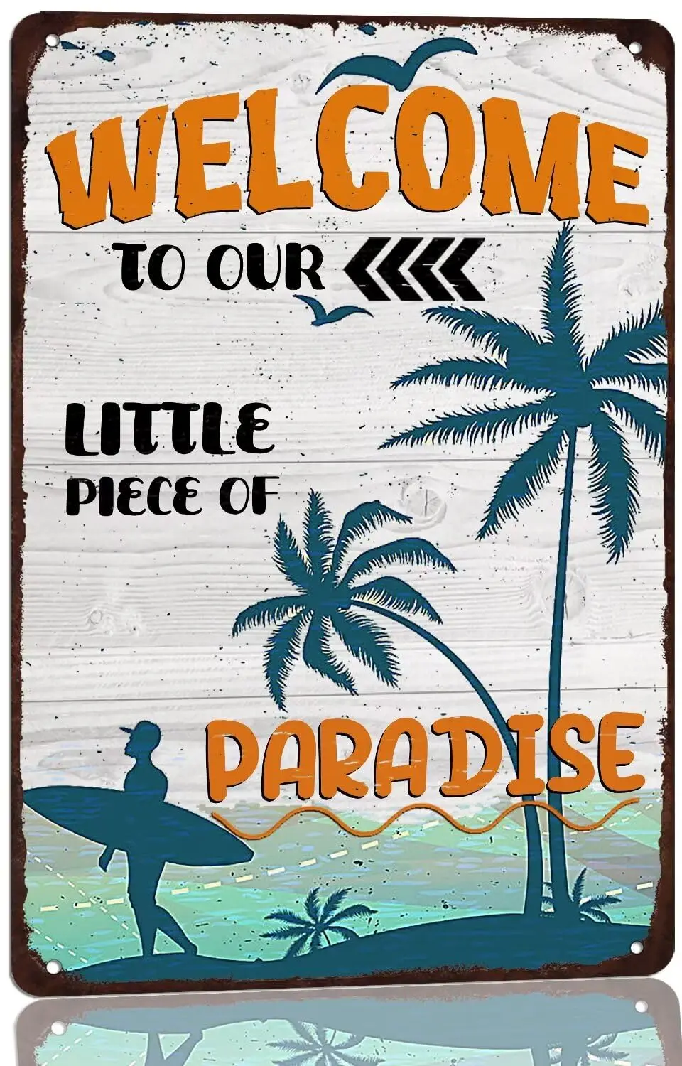 Vintage Outdoor Pool Metal Sign Welcome To Our Little Piece of Paradise Tin Sign Home Swimming Pool Sign For Backyard Garden Bea