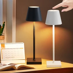 USB Rechargeable LED Table Lamp Touch Switch 3 Color Tempurture Dimmable Desk Lamp Modern Office Bar Restaurant Ambiance Light