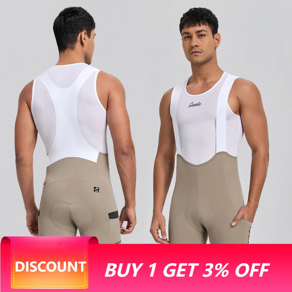 Santic Men's Summer Cycling Bib Shorts Road MTB Imported Double Arrow Seat Cushion Breathable Quick-Dry Multi-Color Bike Shorts