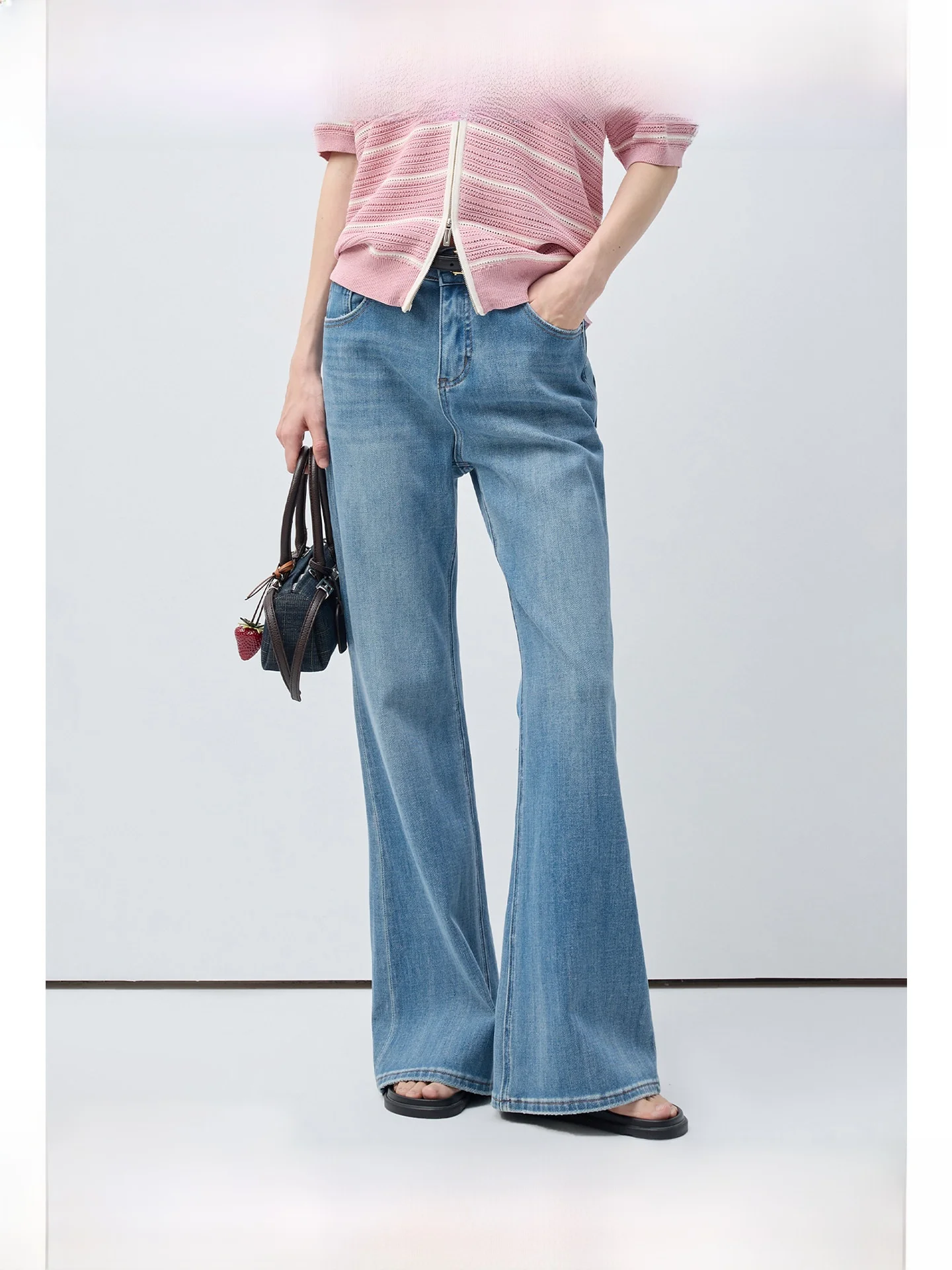 

Rui plus Size Slim Fit Bell Bottom Jeans High Waist Retro Long Pants Spring Weight Loss Micro Fat Women's Clothing