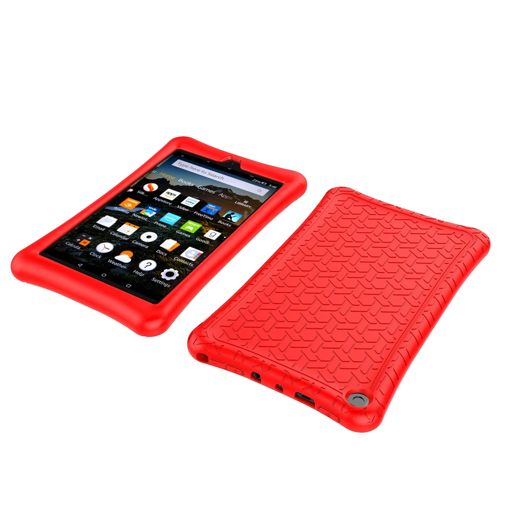 

Silicone Tablet Case for Fire HD8 2016 2017 Anti Fall Protective Cover Red Color Easy Install Remove Dustproof Stain Resistant
