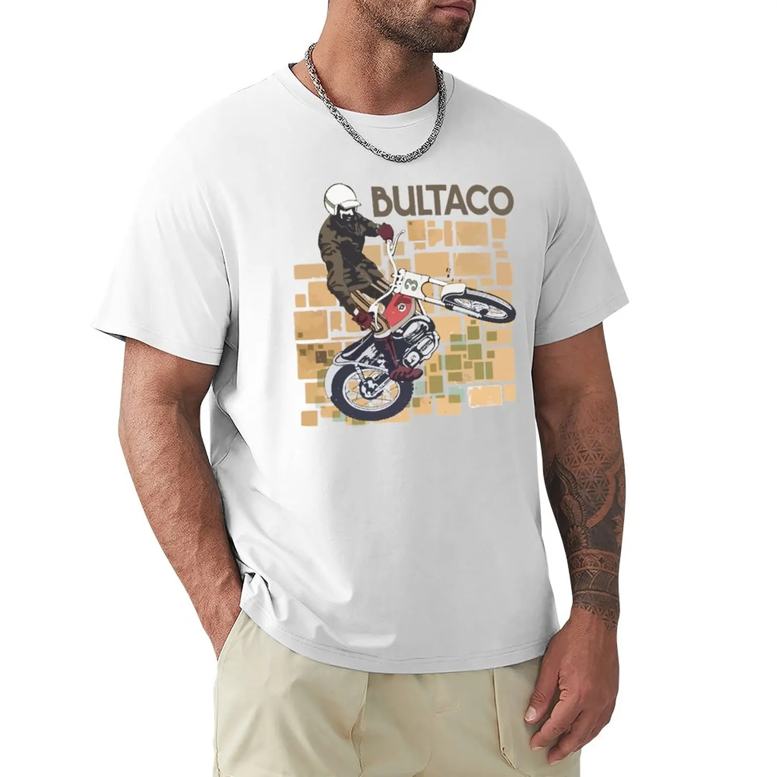 Bultaco Moto Rider Jumping In Action T-Shirt coreano moda meninos brancos t-shirt homens